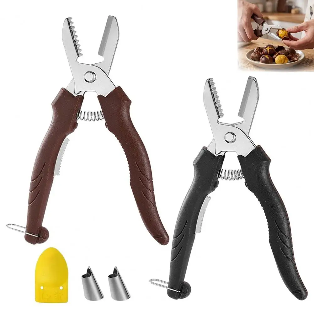 Chestnut Scissors Opener 2 In 1 Stainless Steel Cutter Sheller Ergonomic Nut Cutting Tool Kitchen Home Use Christmas Set
