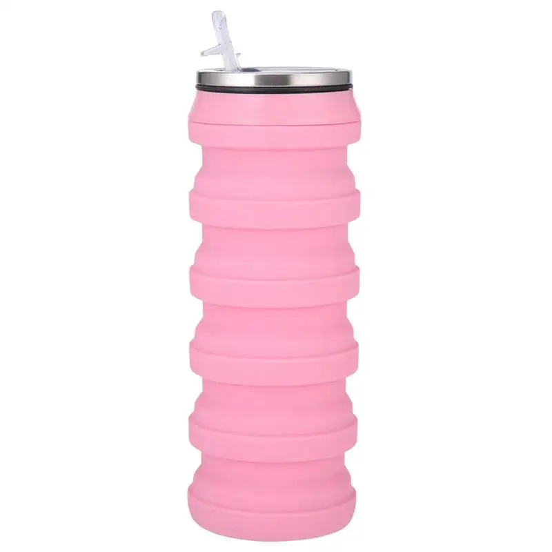 Silicone Collapsible Travel Cup Leakproof Folding Sports Water Bottle With Carabiner High Capacity Silicone Collapsible Travel