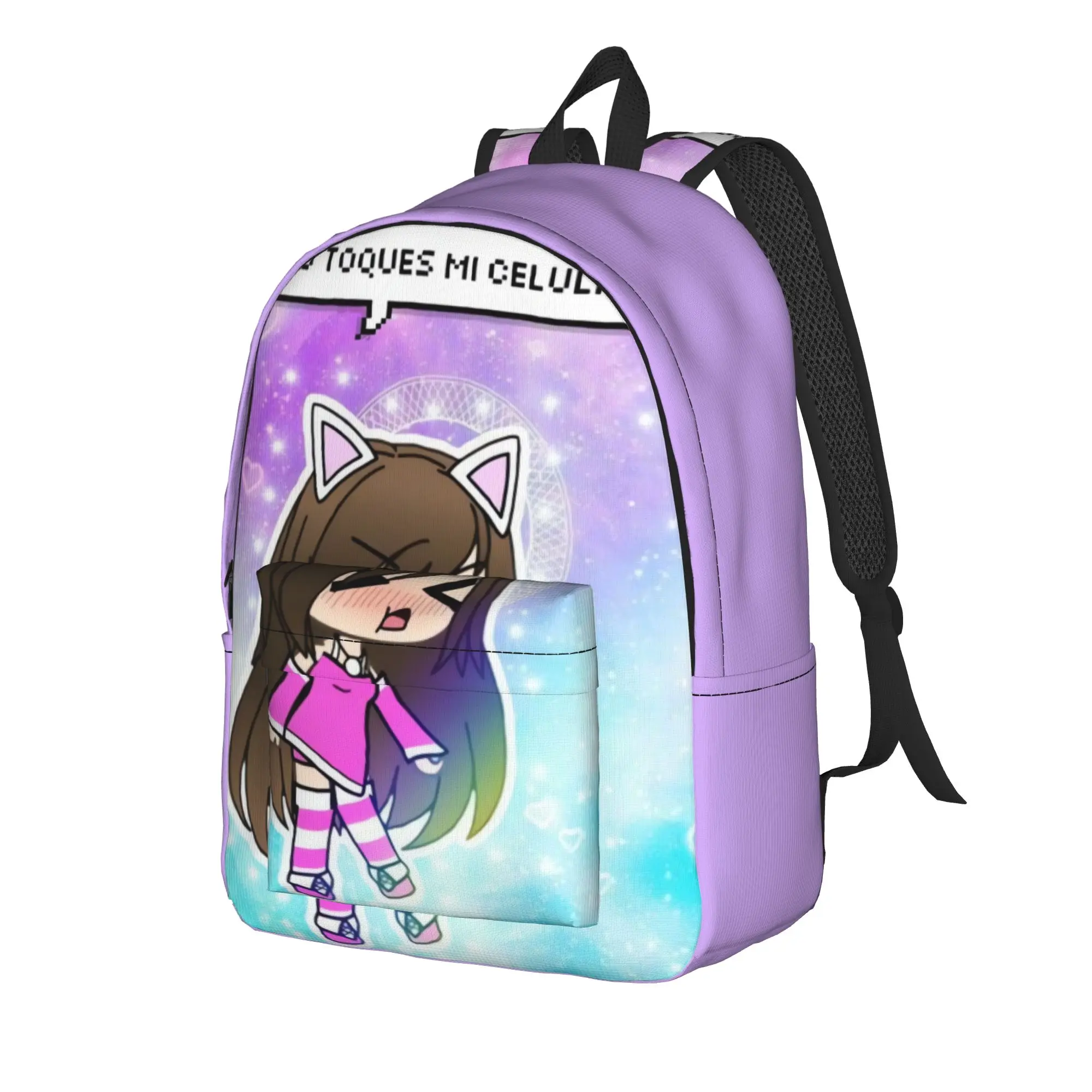 Cartoon Youthful Gacha Life Backpack Men  Pattern Backpacks Polyester Streetwear School Bags University Custom Rucksack