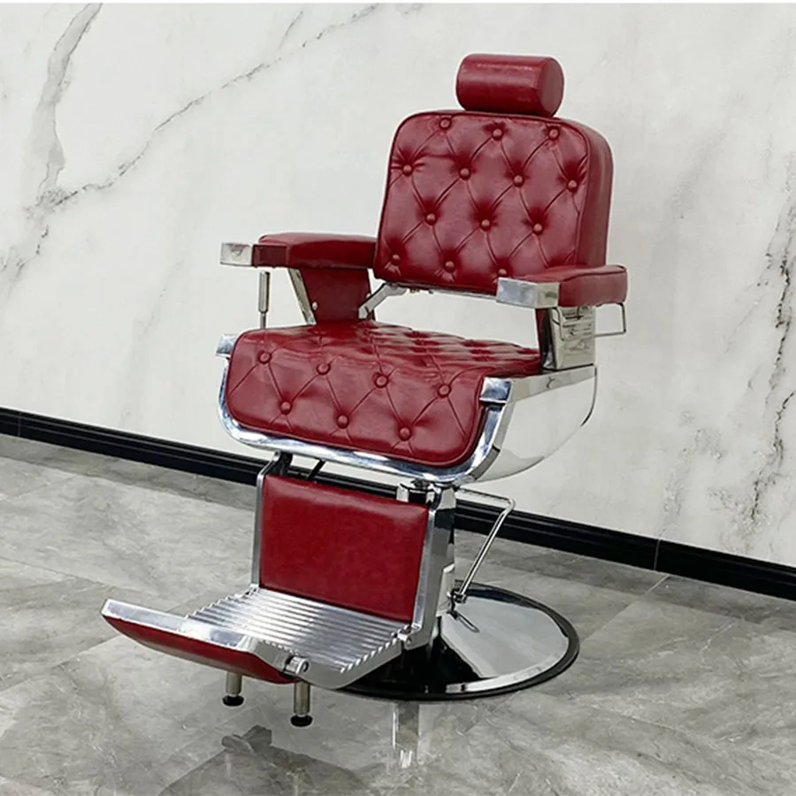 Red Vintage Barber Chair Base Standing Mat Professional Mobile Barber Chair Tool Massage Luxury Footrest Legs Chaise Salon Chair