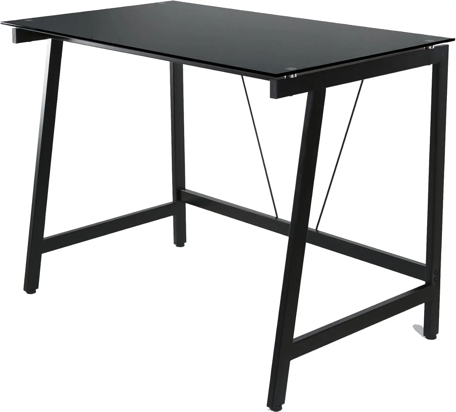 

Contemporary Glass Writing Desk, Steel Frame, Black