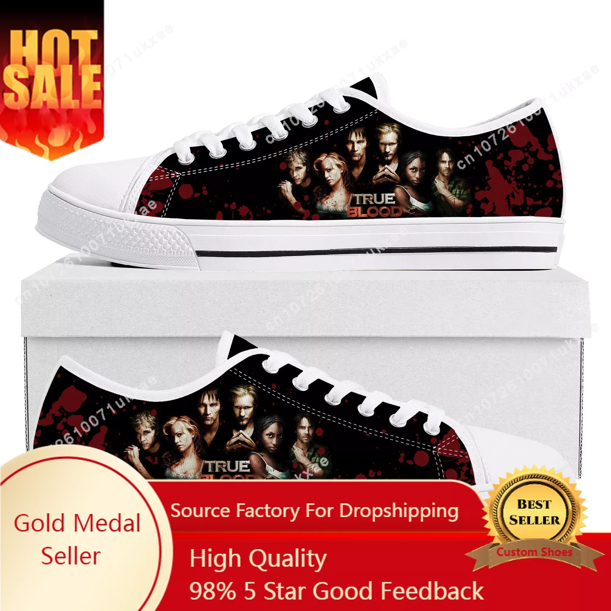 

True Blood Low Top Sneakers Mens Womens Teenager Anna Paquin Stephen Moyer Canvas Sneaker couple Casual Shoes Custom Made Shoe