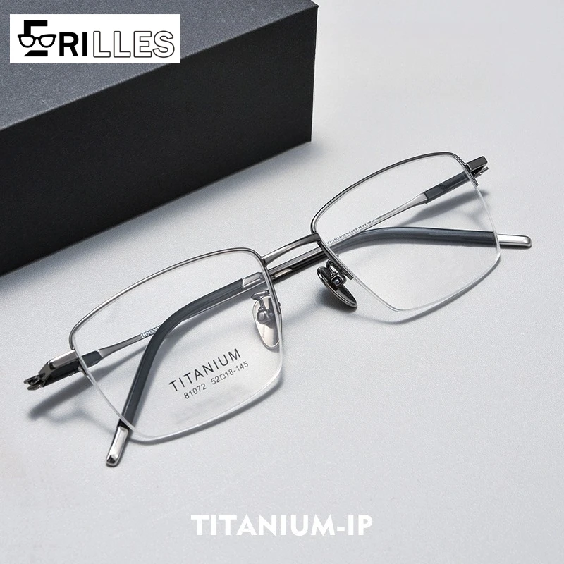 Herren-Business-Brille aus Golddraht, halb Titan-Halbrahmen, 8 g, leicht, quadratischer Profi-Rahmen, bequemes Design