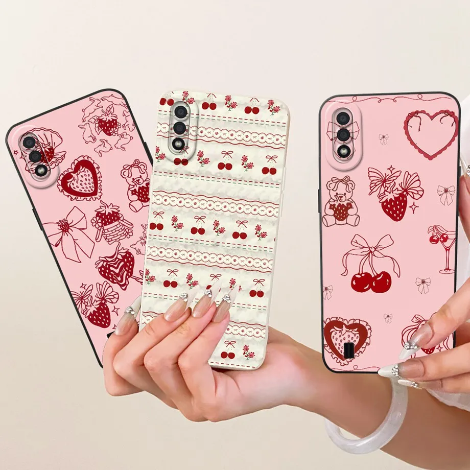 Funda de teléfono con diseño de moda para Samsung Galaxy A01 Core A3 Core Samsung A01, Funda de silicona mate con diseño de lazo, Fundas con diseño de gato de dibujos animados