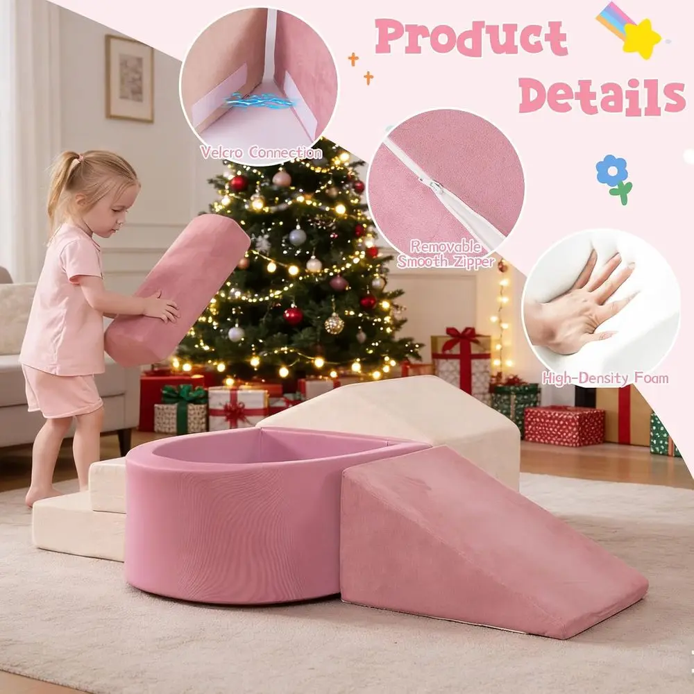 Ensemble d'escalade en mousse pour tout-petits, 5 pièces, avec fosse à balles, pour jouer en salle et développement de la motricité