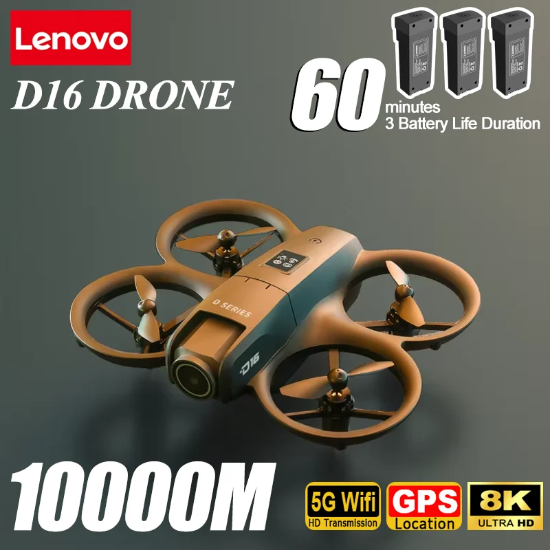 

Дрон Lenovo D16, 8K, воздушный HD, профессиональный вертолет с двумя камерами, оптическое позиционирование потока, предотвращение автобусов, двигатель, GPS-дрон, БПЛА