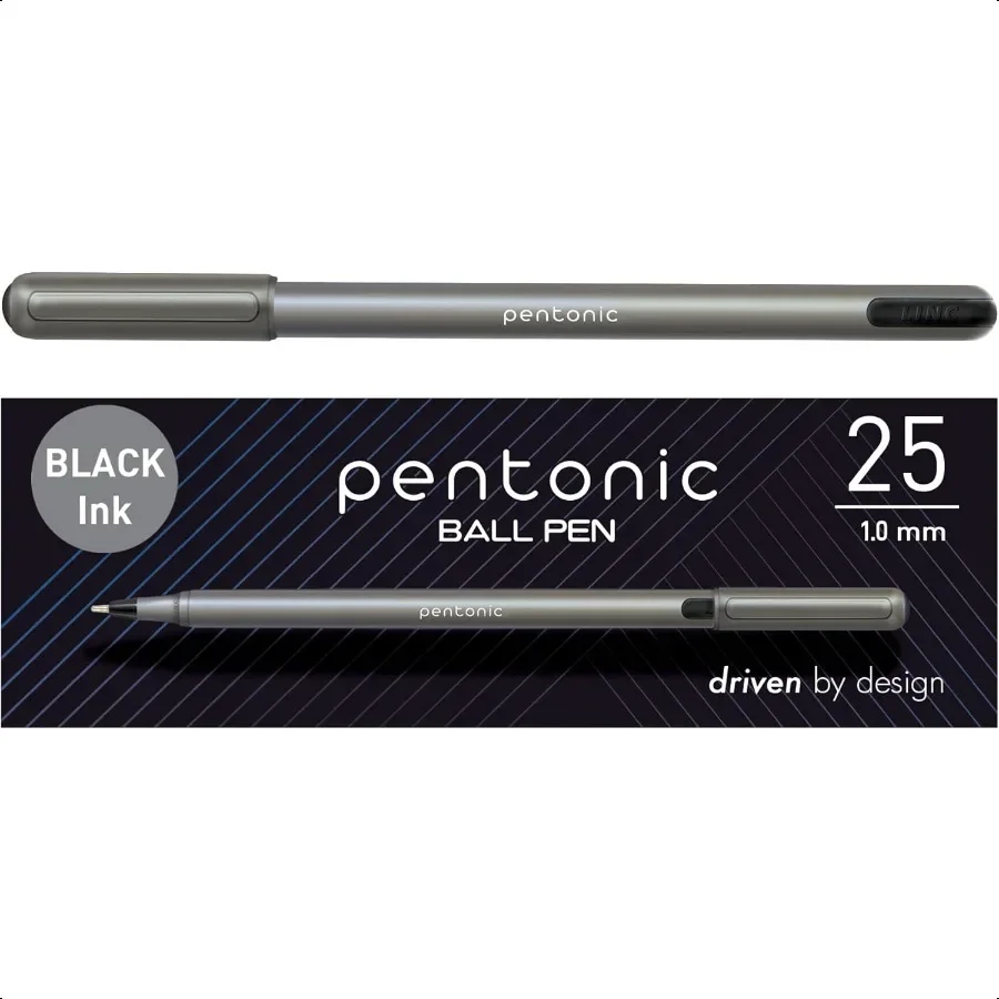 

Шариковые ручки, 25 шт., черные цветные чернила, 1,0 мм, средний наконечник, гладкое письмо для ведения журналов, нотаток, PEN128