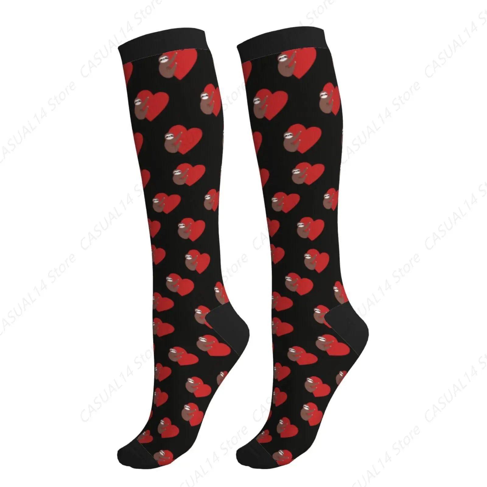 

Sloth Love Compression Socks for Women Men Knee High Support Circulation Stockings for Athletic Running Cycling Flying