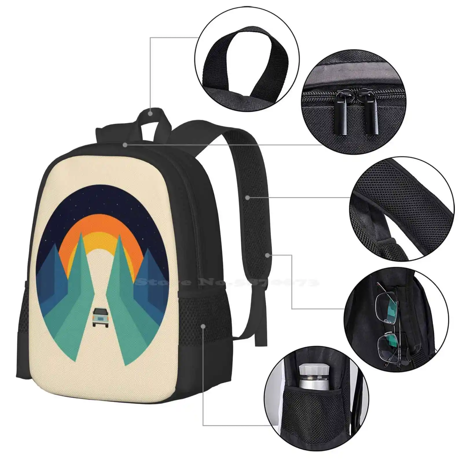 Wonderful Trip Hot Sale Backpack Fashion Bags Road Trip Wonderful Break Vocation Rainbow Universe Cute Fun Happy Smile Lovely