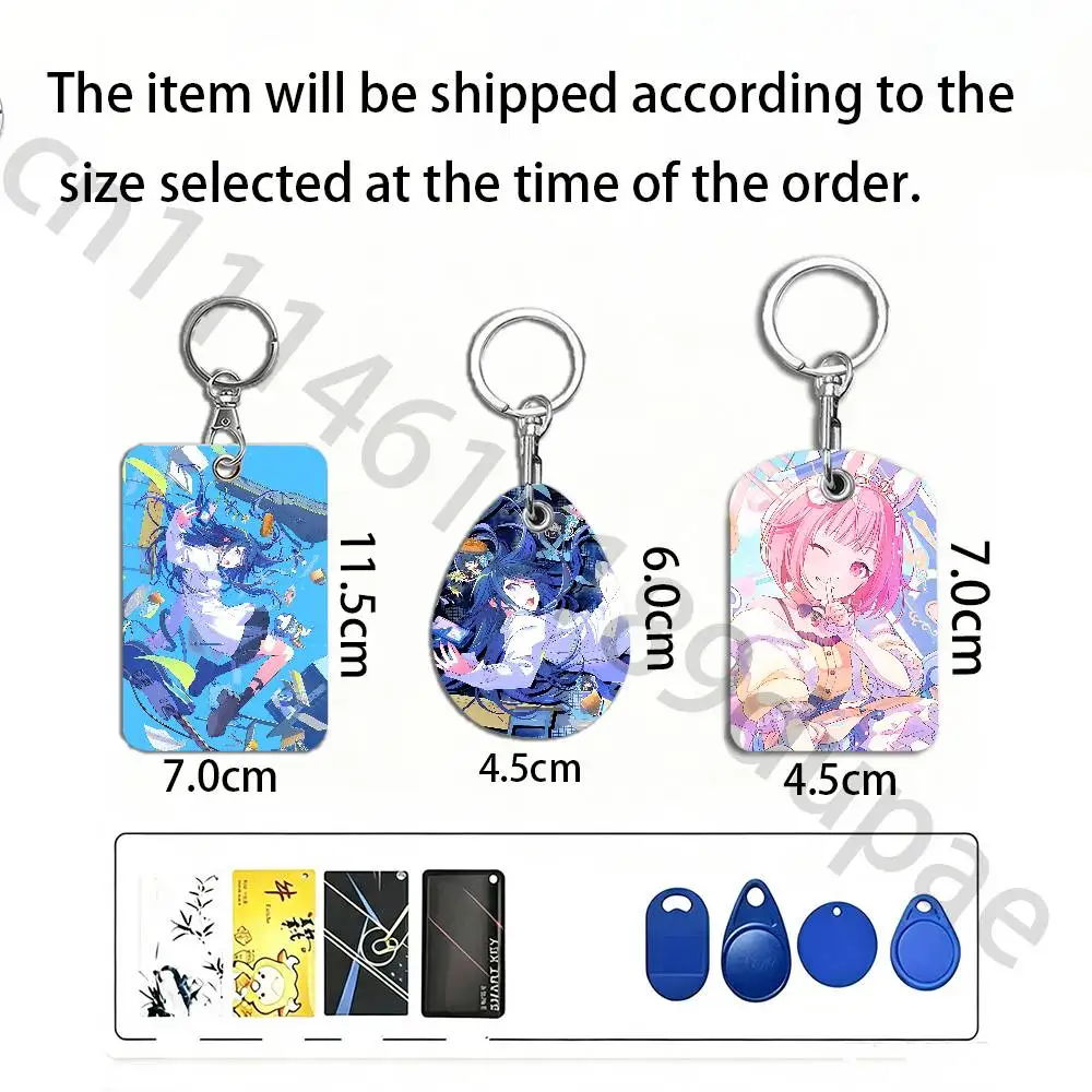 P-Project SEKAI Protective Printed Leather Card Case Metal Keychain for Bank Credit Bus Subway ID Cards