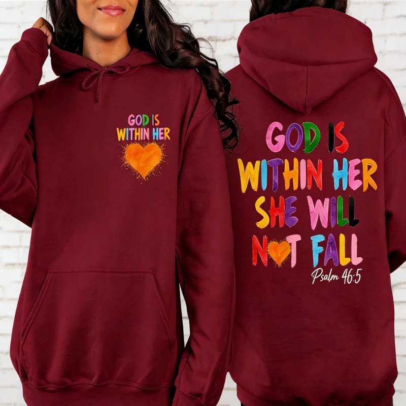 美的セーター 神は彼女の中にいます 秋と冬のスウェットシャツ キリスト教の聖書の詩 信仰 長袖 大人用 カジュアル プルオーバー