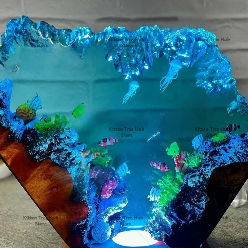 Jellyfish Ocean Art Resin Night Light Home Decor Unique Mother's Day Gifts
