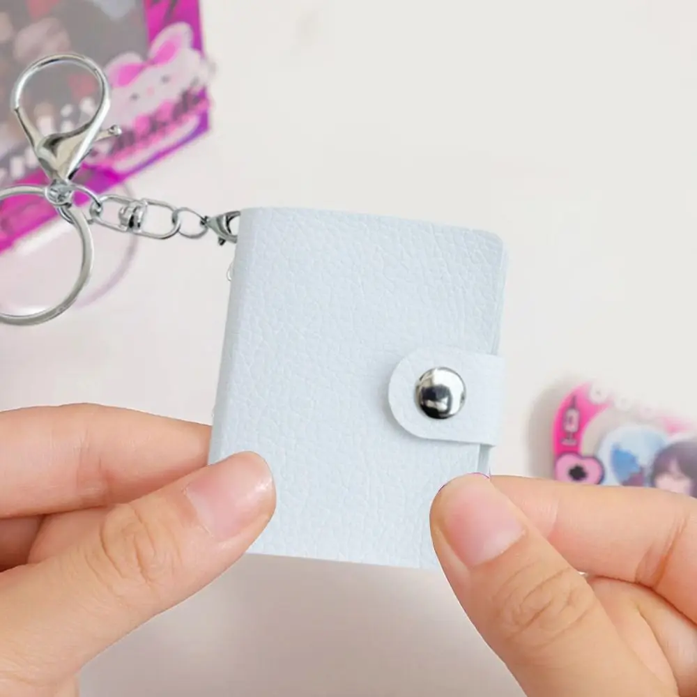Portable 2 Inch Mini Photo Album 20 Pockets Snap Button Design Backpack Keyring with Keychain Keychain Mini Album