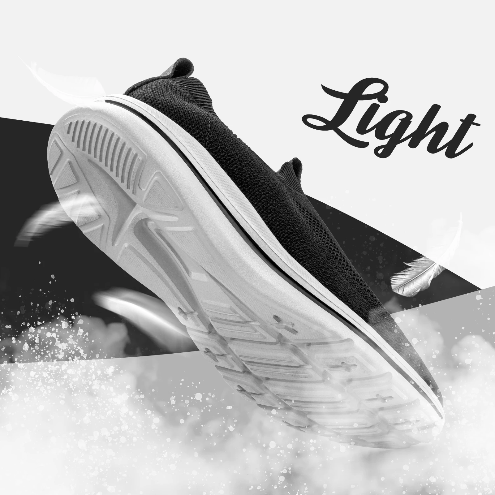 Heren Sneakers Wandelschoenen Voor Man Zwart Slip Op Vrijetijdsschoenen Atletische Lichtgewicht Ademende Mesh Gebreide Hardloopschoenen 1239