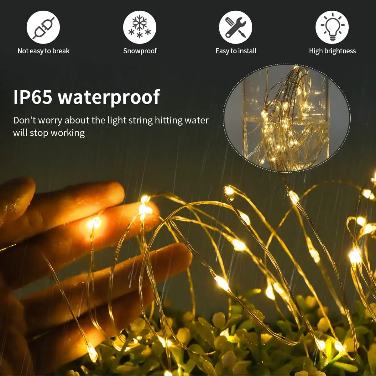 Monocrystalline Silicon Solar Panel LED String Lamp Fairy Color Lights With 8 Modes For Festival Christmas Halloween Party Decor