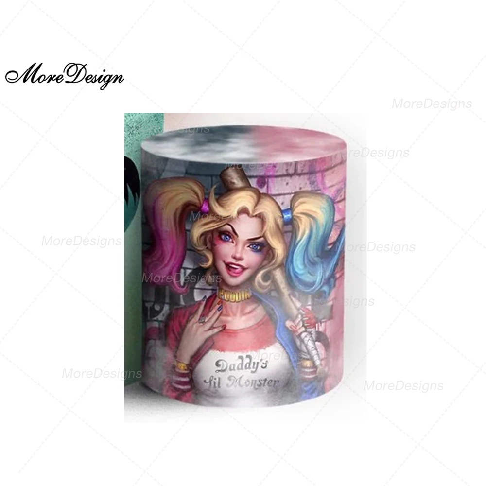 Dc Girl Harley Quinn Round Photo Backdrop Kids Birthday Party Suicide Squad Cylinder Covers Fabric Photography Background