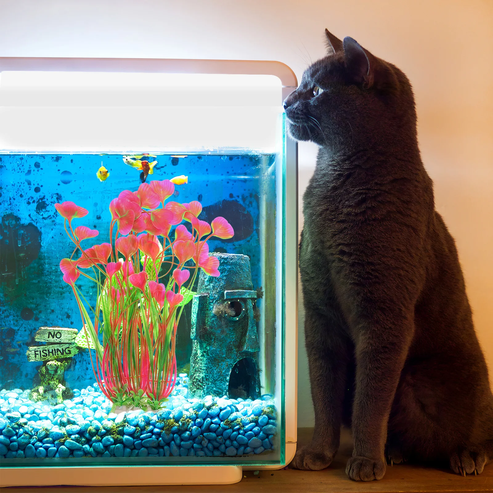 

2pcs Heart-Shaped Plastic Plants For Aquarium Fish Tank Decorations Fake Grass Landscape Ornaments Reptile Terrarium Accessories