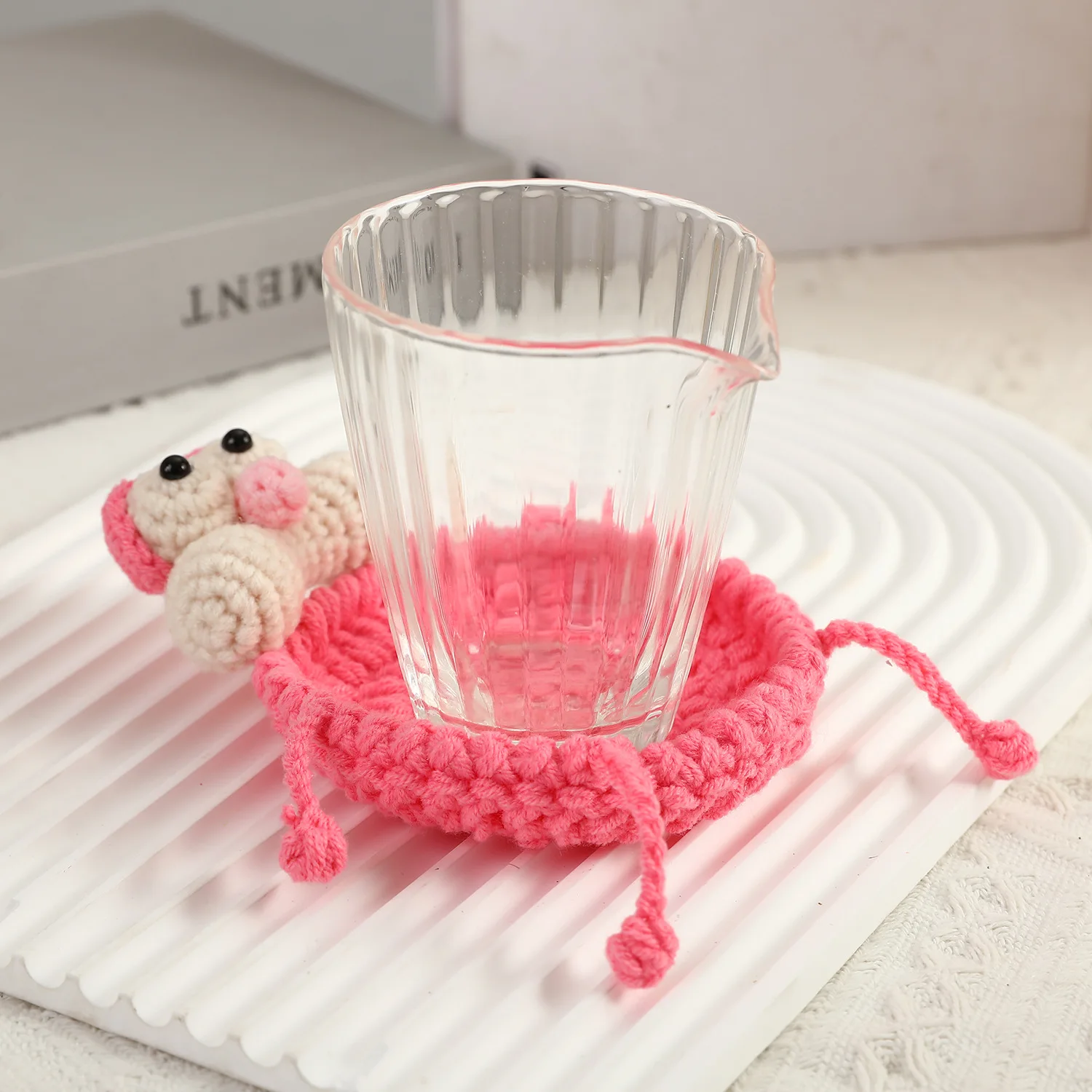 Funny Crochet Animal Coaster Finished Handwoven Coaster Coffee Cup Decor Gift Cute Drink Coaster Creative Cartoon Style 티코스터
