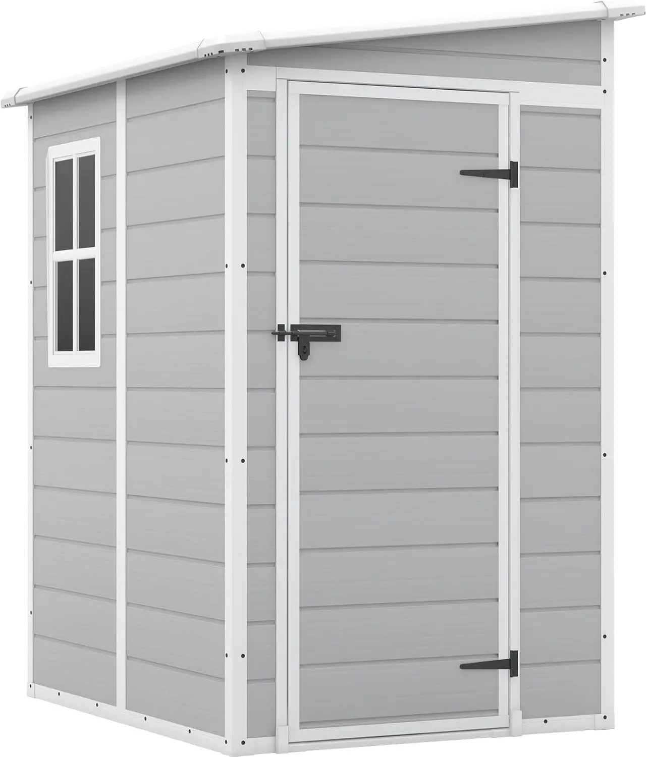 

5x4 FT Outdoor Storage Shed, Resin Storage Shed with Floor & Lockable & Window Door for Patio Furniture,Garden Tools and Bicycle