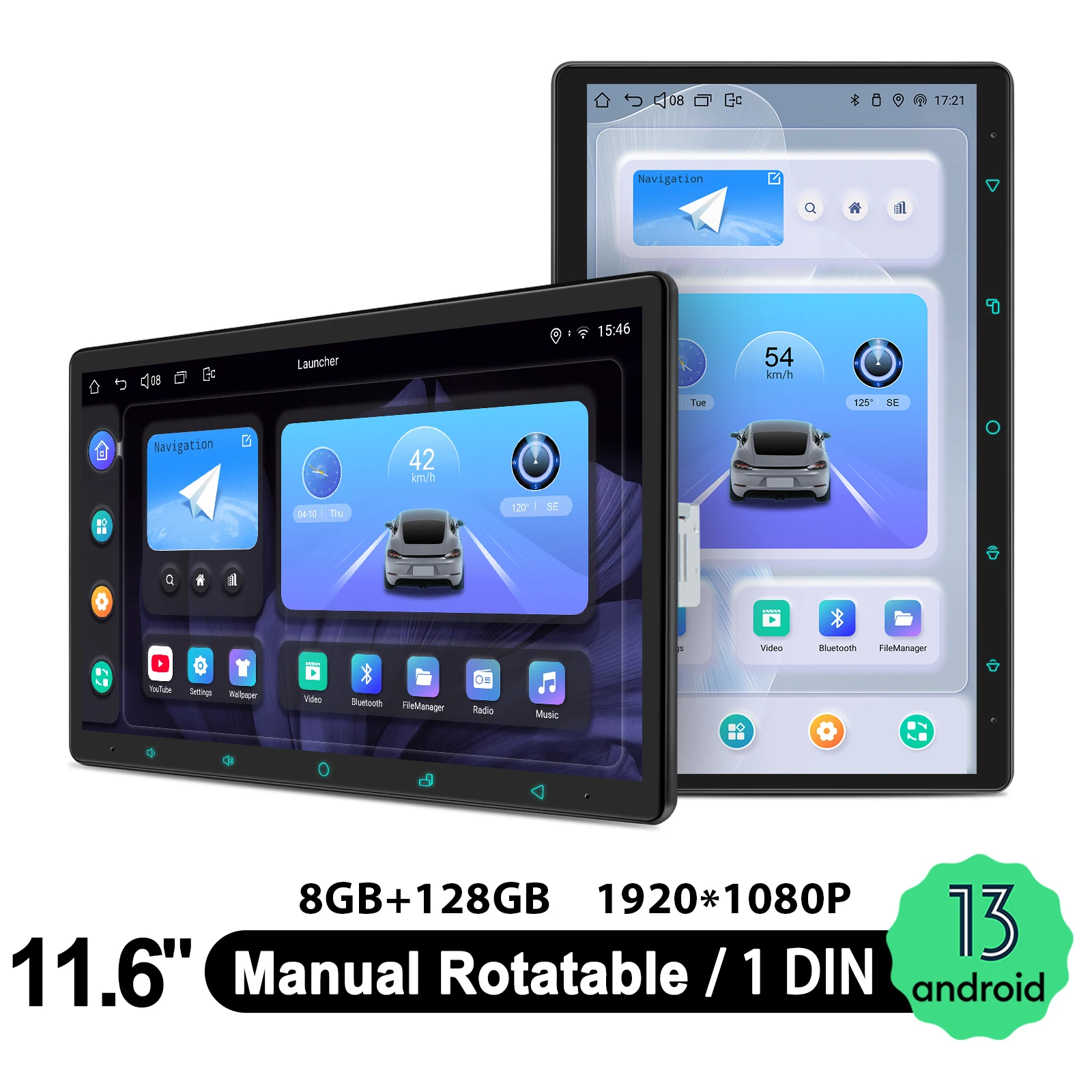 JOYING 10.1 "11.6" 13.3 "15.1" مع شاشة يدوية قابلة للتدوير أندرويد 13 راديو السيارة ستيريو مشغل فيديو الوسائط المتعددة المدمج في Carplay #6