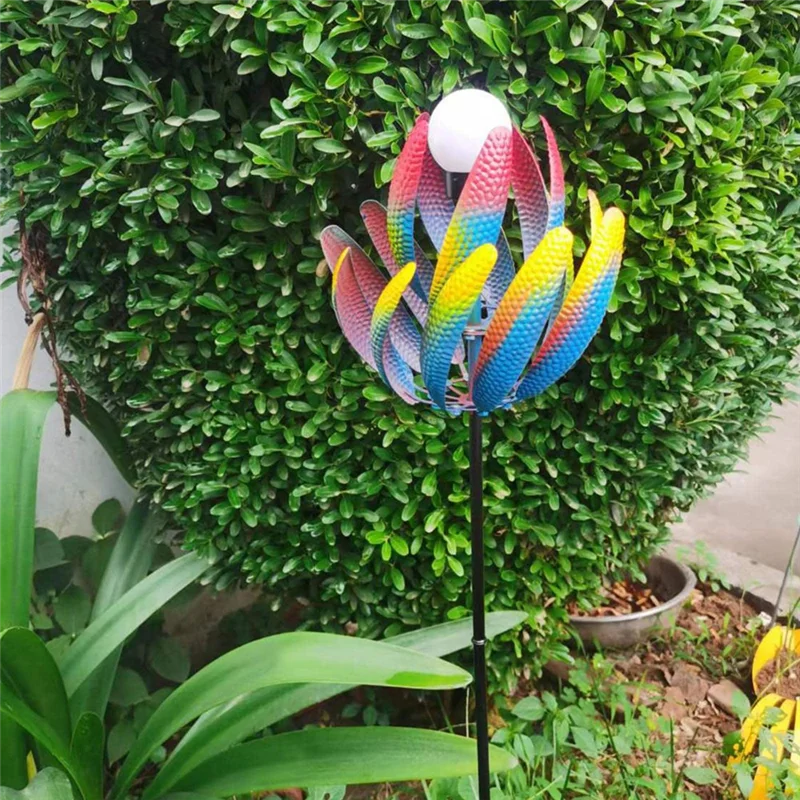 Garden Wind Spinners - เดิมพันโลหะตกแต่งพร้อมเดิมพันสวนและไฟขับเคลื่อนด้วยลม - การตกแต่งลานทนทานใช้งานง่าย