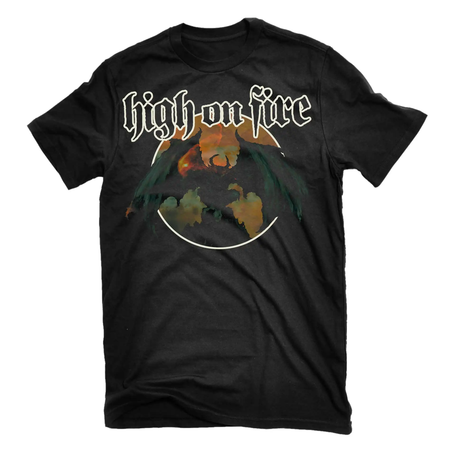 hot Art New 2026 High on Fire  Blessed Black Wings Band Graphic Tee 100% Cotton Round Neck Casual Unisex T-shirt Summer Top
