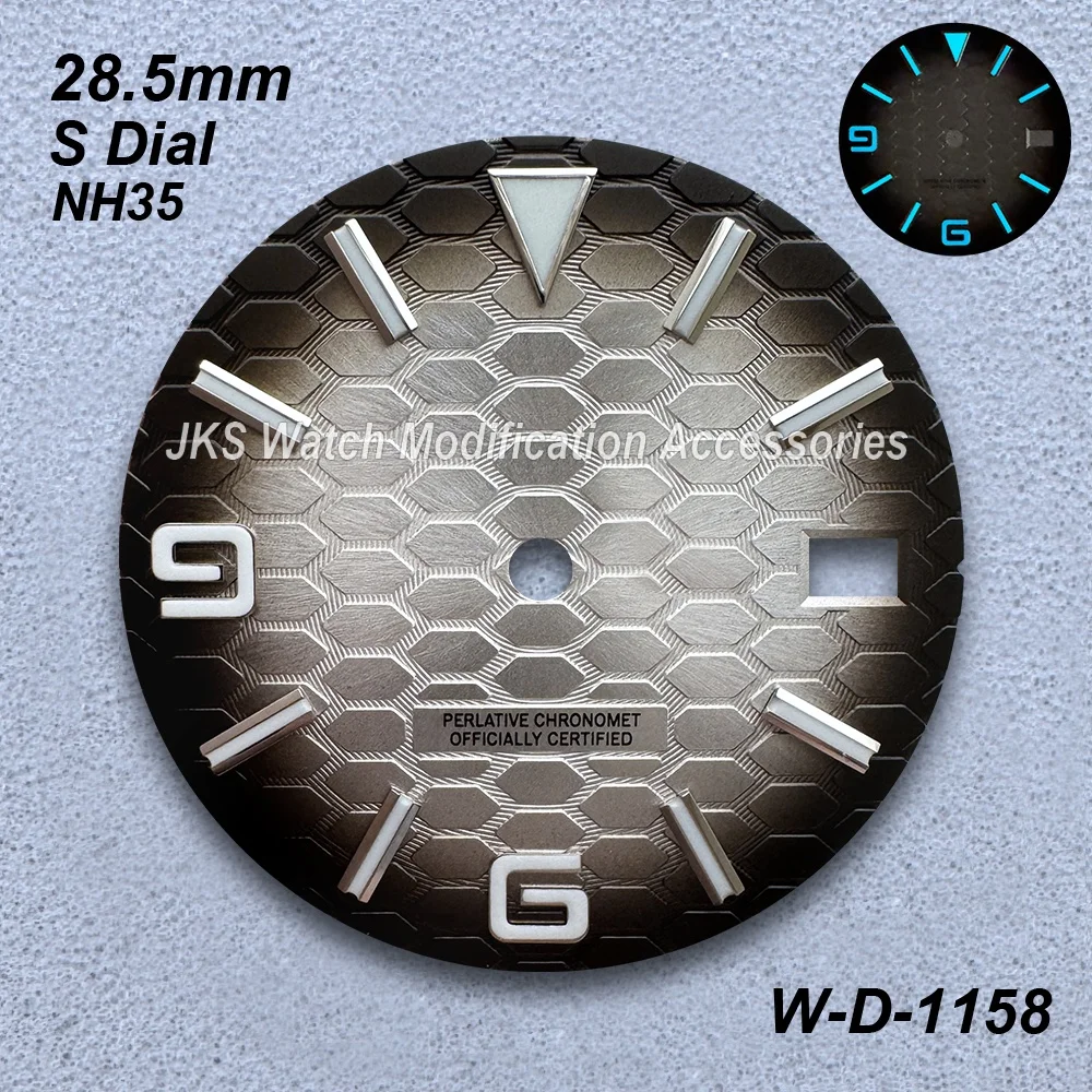 28.5 مللي متر S شعار الغوص الهاتفي صالح NH35/NH36/4R/7S الحركة اليابانية الجليد الأزرق مضيئة ساعة عالية الجودة تعديل الملحقات #4