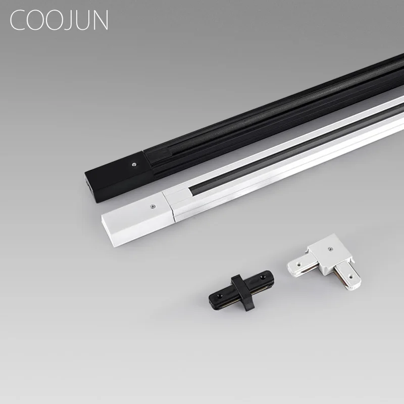 

COOJUN LED Track Light Rail 0.5M Black White Aluminum 2-Wire System Electrified Rails With Spots Light Track For Store Home