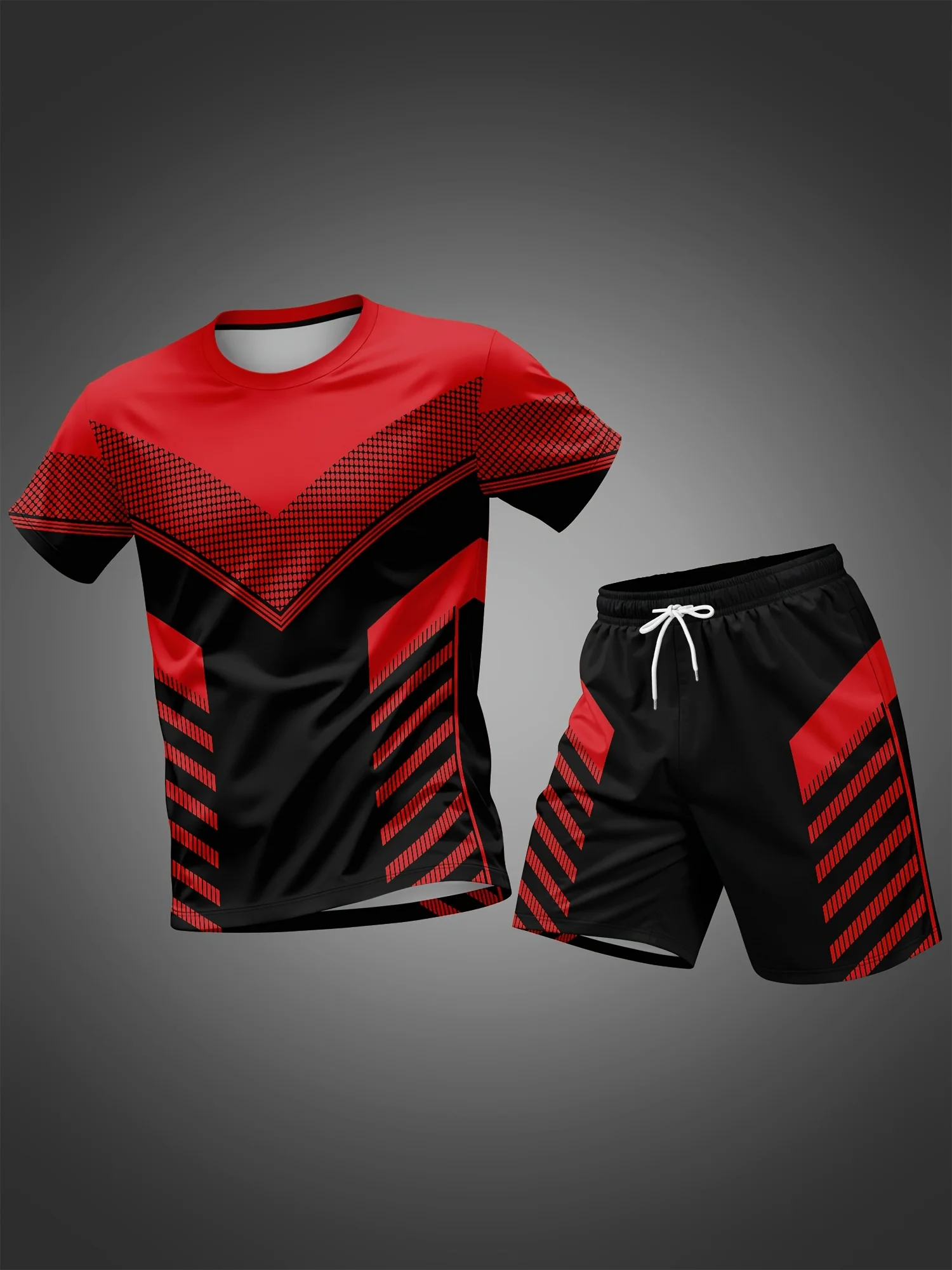 

Summer Hot Selling Men Sports Suit Men Sports Round Neck Short Sleeved Top Shorts Combination Men Casual Suit Quick Drying