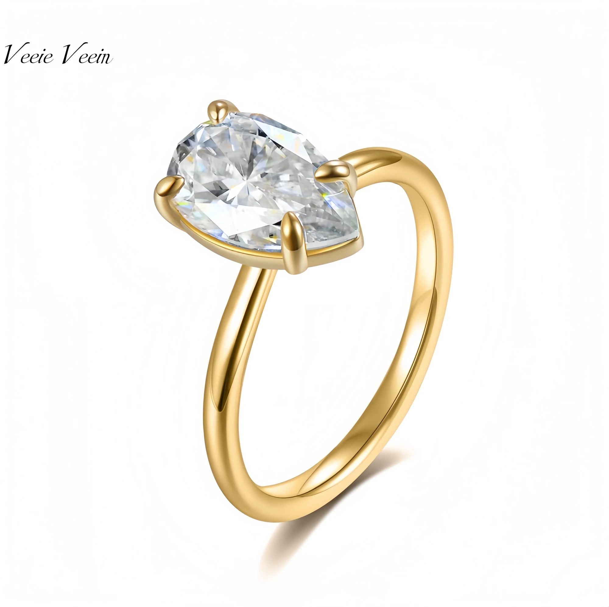 

Veeie Veein модное кольцо из стерлингового серебра S925 с муассанитом GRA сертификат капель воды когти кольцо трендовое кольцо ювелирные изделия