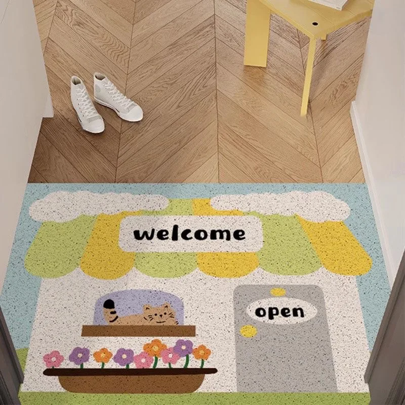 New Style INS Korean Style Cream Style Entrance Home Porch Door Mat Pvc Steel Wire Ring Door Mat Door Mat Non Slip Carpet