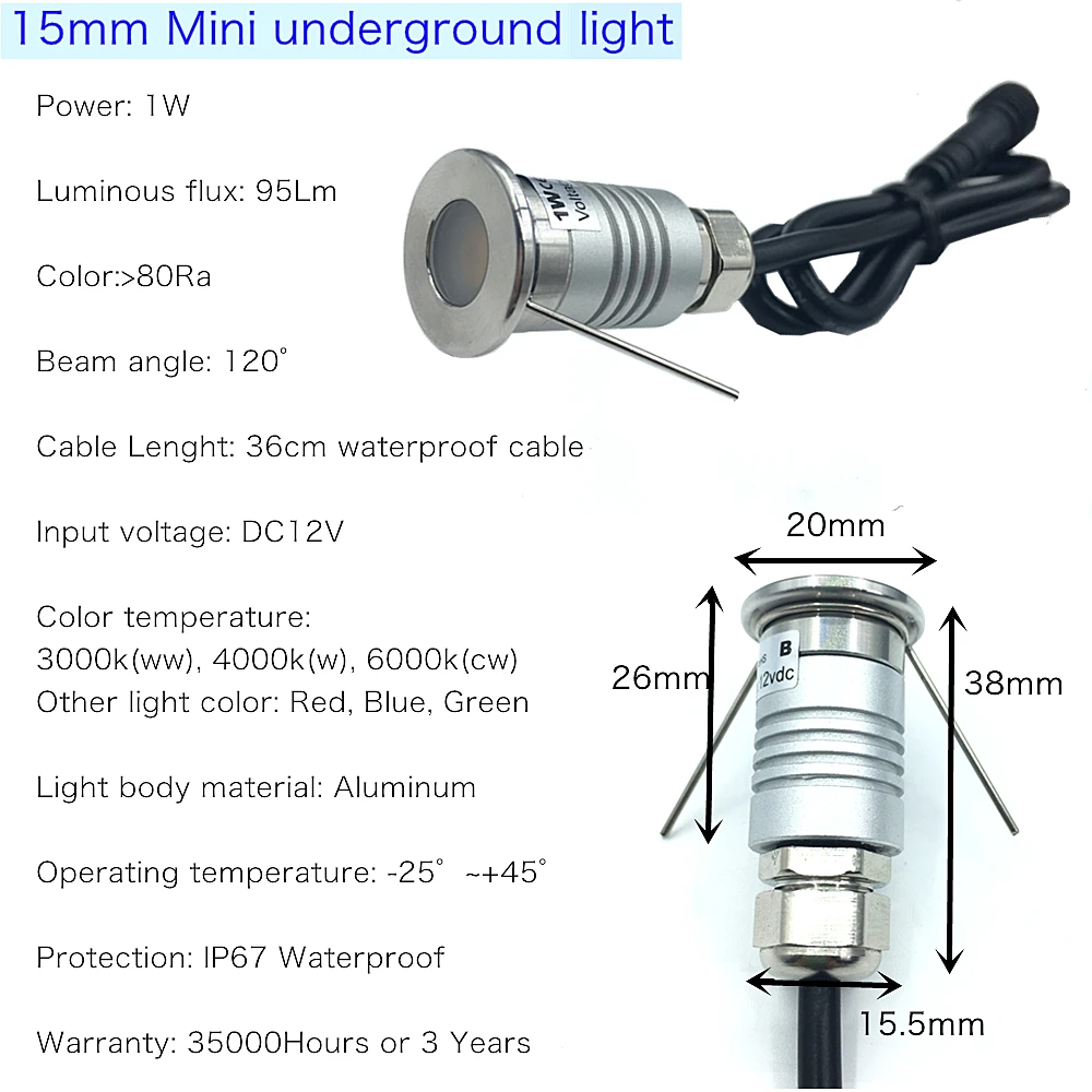 LED Deck Light Outdoor IP67 Waterproof 12V Recessed Garden Underground Lamp Path Spotlight Stairs Lights with Driver AC110-220V