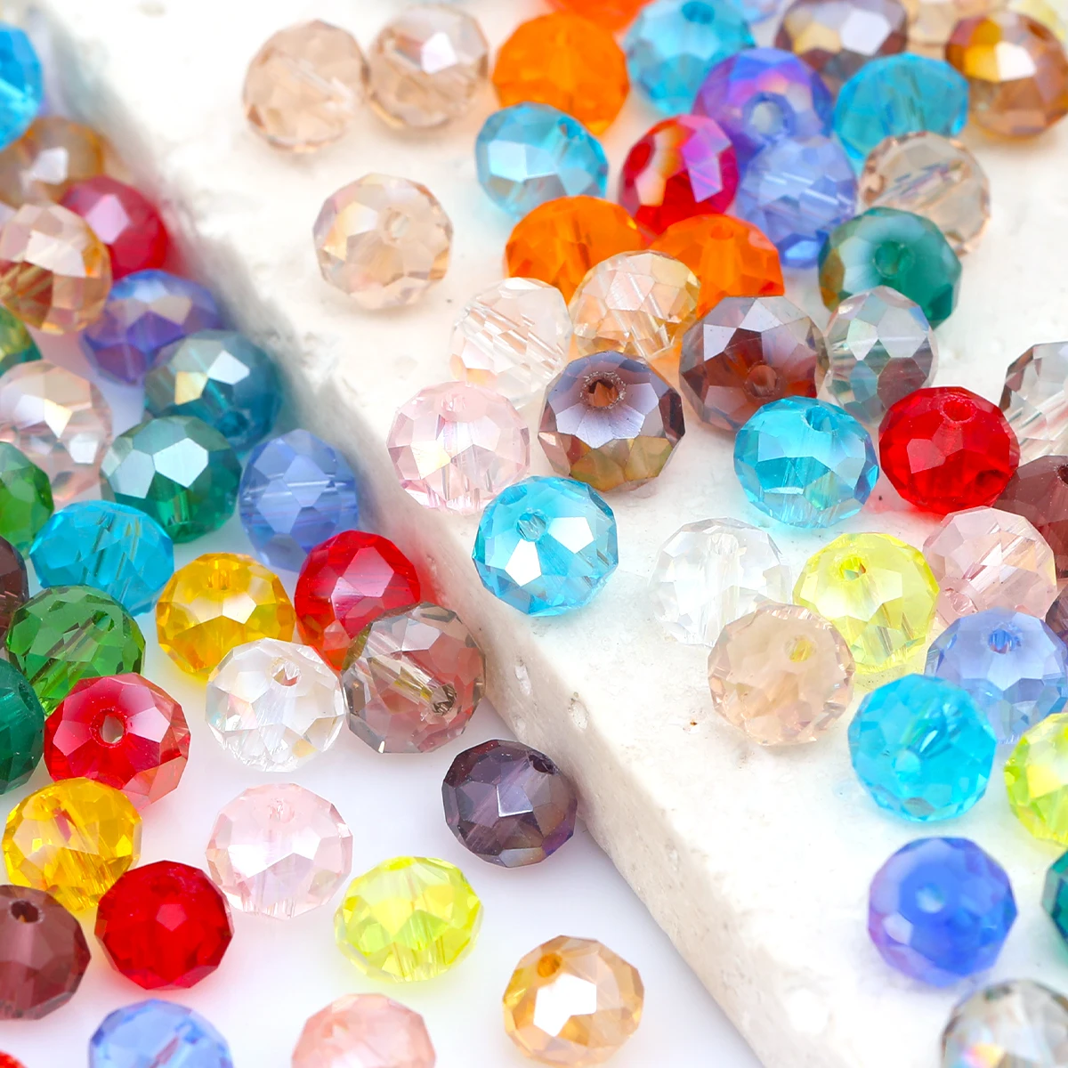 About 305/115/44pcs Random Color Transparent Round Glass Beads,0.4/0.6/0.8cm,for DIY Necklace Bracelet Earring Making