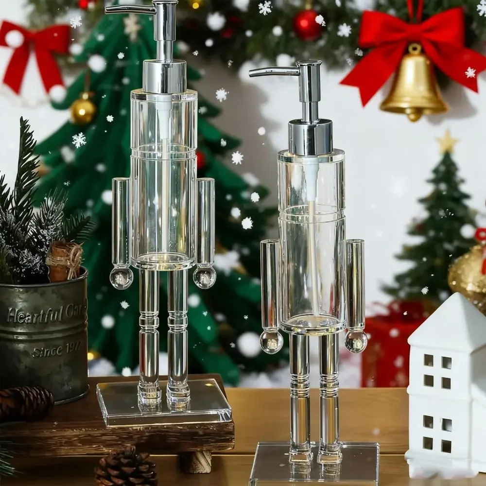

Transparent Nutcracker Soap Dispenser Refillable Acrylic Christmas Hand Soap Bottle Home Kitchen Accessories Decor