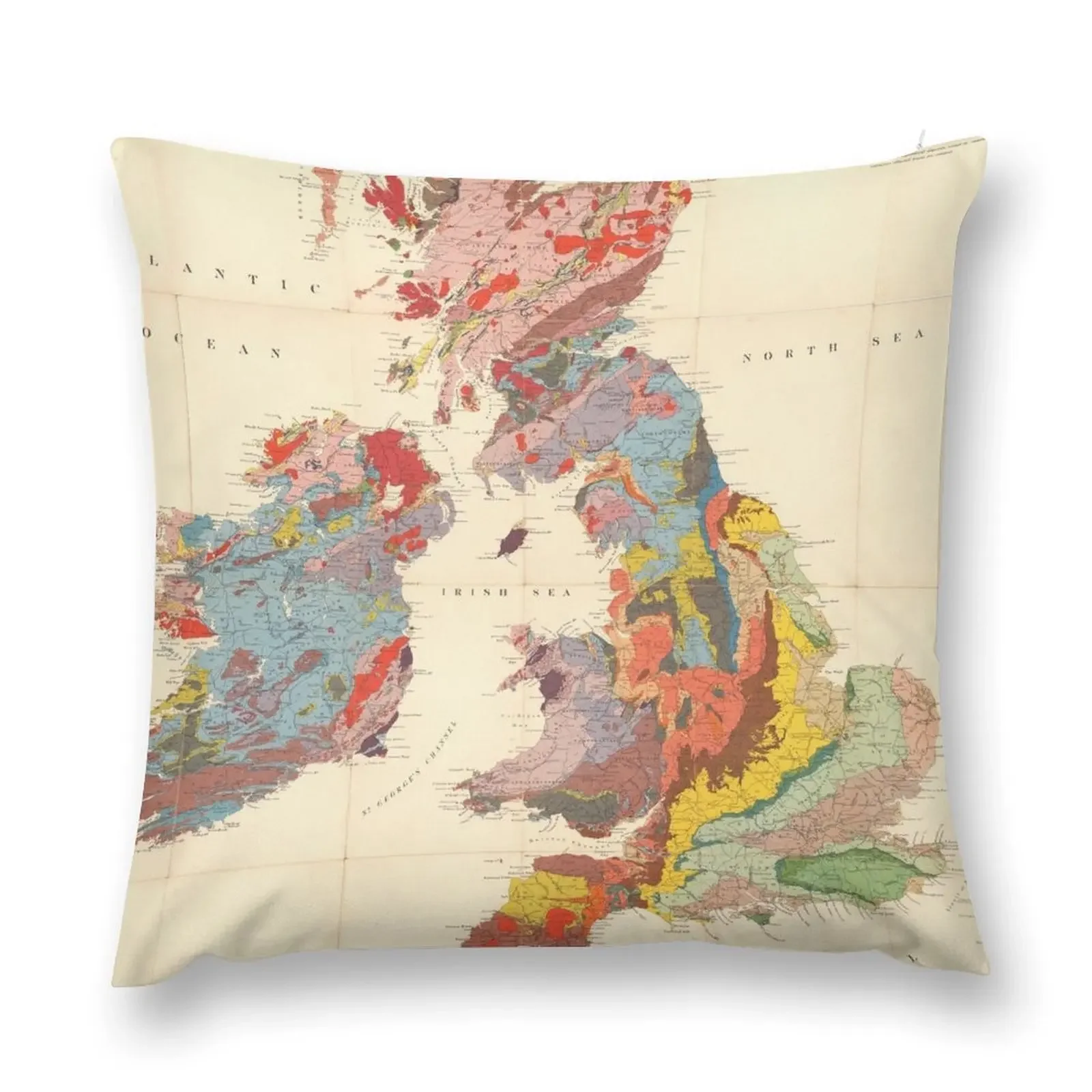 Vintage Geological Map of The British Isles (1912) Throw Pillow Anime luxury throw pillow covers pillow