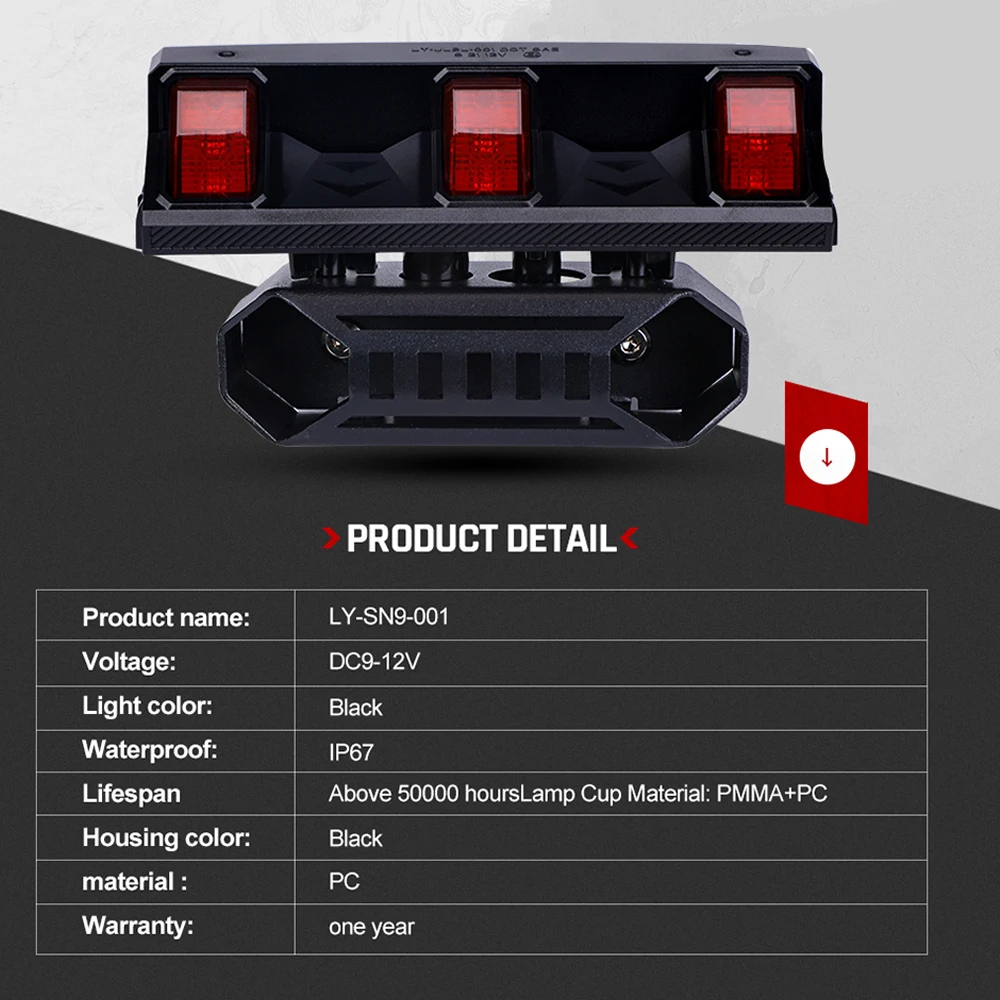 New Design Waterproof Ip67 Led Third Brake Lights High Mount Stop Lights for Jeep Wrangler  Jl Jk