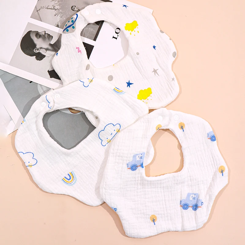 1PCS Baby Feeding Bibs 6 Layers Cotton Petal Infants Print Crepe Saliva Towel Newborn Toddler Soft Burp Cloth Kid Bib