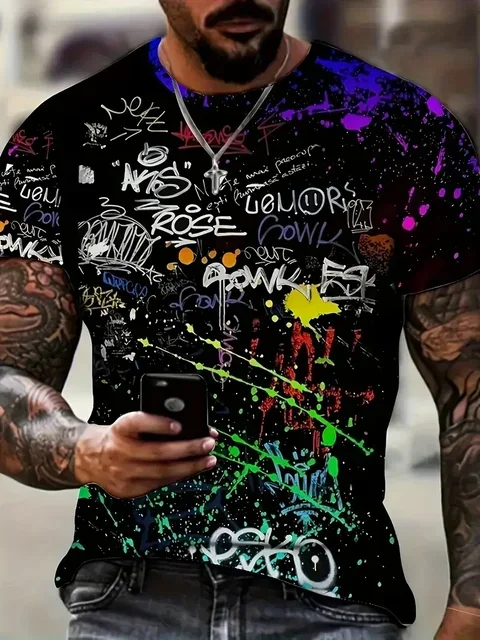 

Летняя новая тенденция, повседневная мужская футболка с круглым вырезом и коротким рукавом с 3D принтом, хит продаж, классическая мужская футболка в стиле ретро, футболки, топы