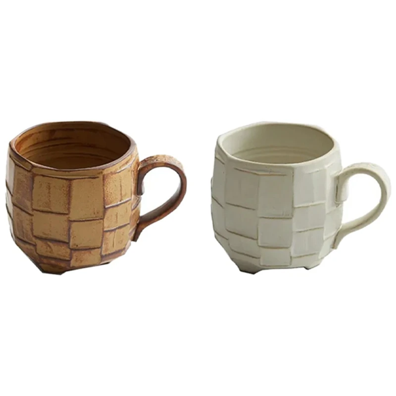 

420Ml Retro Rough Pottery Coffee Cup Japanese Ceramic Mugs Milk Tea Cup Kitchen Breakfast Oatmeal Cup