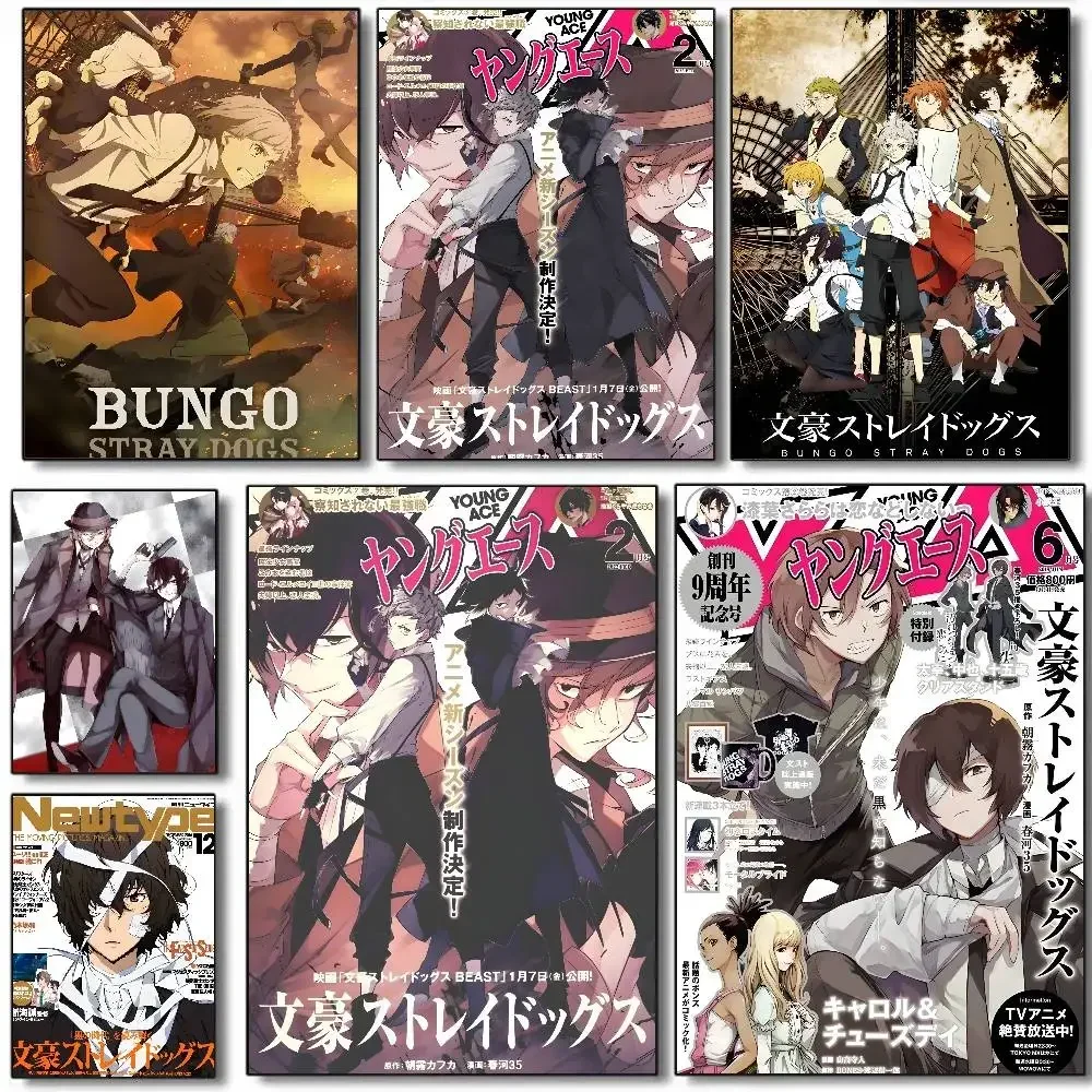 Japanese Anime Bungo Stray Dogs poster art HD canvas advanced aesthetic Printing Paper Wall Art for Living Room Home Decor