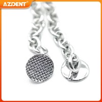 2pcs/Pack AZDENT Dental Orthodontic Lingual Traction Button Chain Round Mesh Base Silver Gold Color Dentistry Tool