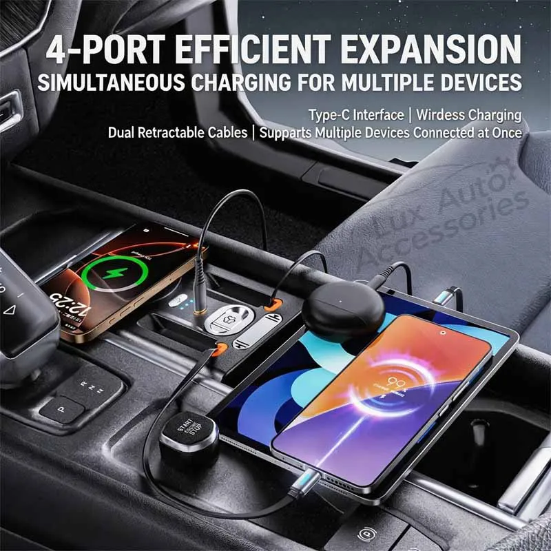 For Volvo XC90 XC60 S60 S90 2026 Car Fragrance Expansion Dock Super Fast Charging & Wireless Charger Interior Refit Accessories