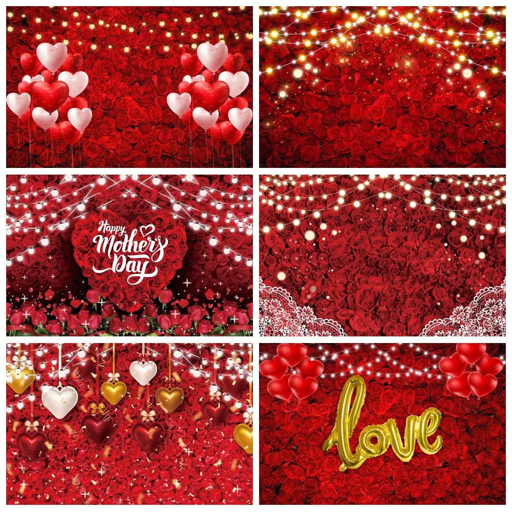 

Valentine's Day Photography Backdrops February 14 Glitter Red Rose Heart Wedding Portrait Background Decor Photo studio Props