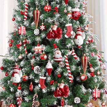 2 decoraciones navideñas de piezas, Papá Noel, muñeco de nieve, helado, árbol de Navidad colgante, Papá Noel, Natale, regalo de Navidad, adornos de Año Nuevo