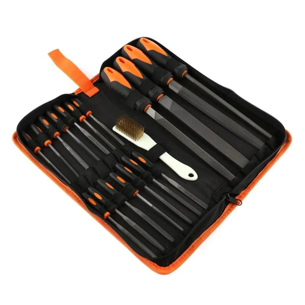 19Pcs Forged Alloy Steel File Set with Carrying Case Precision Flat/Triple-Driven/Half-Round/Round Large File and 12Pcs Needle