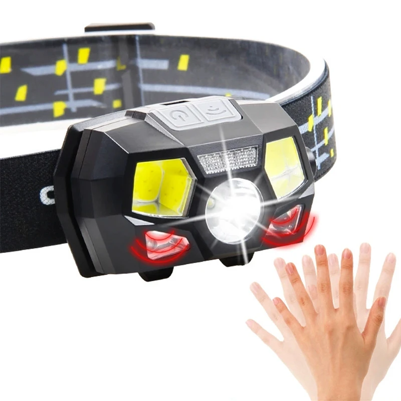 

IR Motion Sensor COB+LED Headlamp Portable Emergency Rechargeable Headlight Outdoor Induction Head Lamp Flashlight