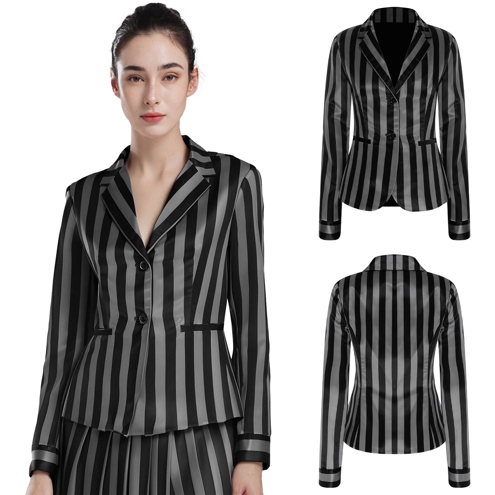 

Women Long Sleeve Slim Fit Striped Suit Blazer Jackets Outerwear Formal Occasions Work Party Commute Office Lady Jacket Suits
