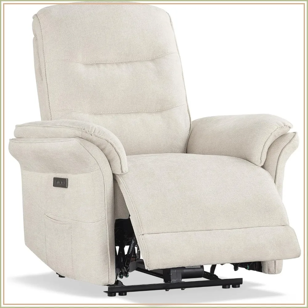 Dual Motor Power Recliner Chair with Zero Gravity, USB & Type-C Ports, Linen Fabric