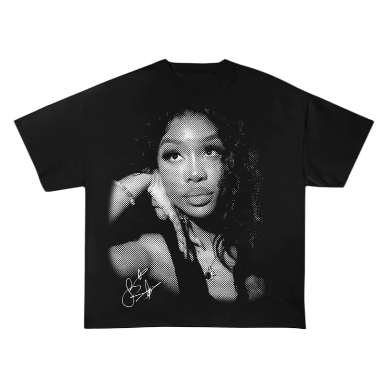 2026 Summer  Travel Hip Hop Rap T-shirt American SZA Hip Hop Summer New Men and Women Retro Fashion Short-sleeved