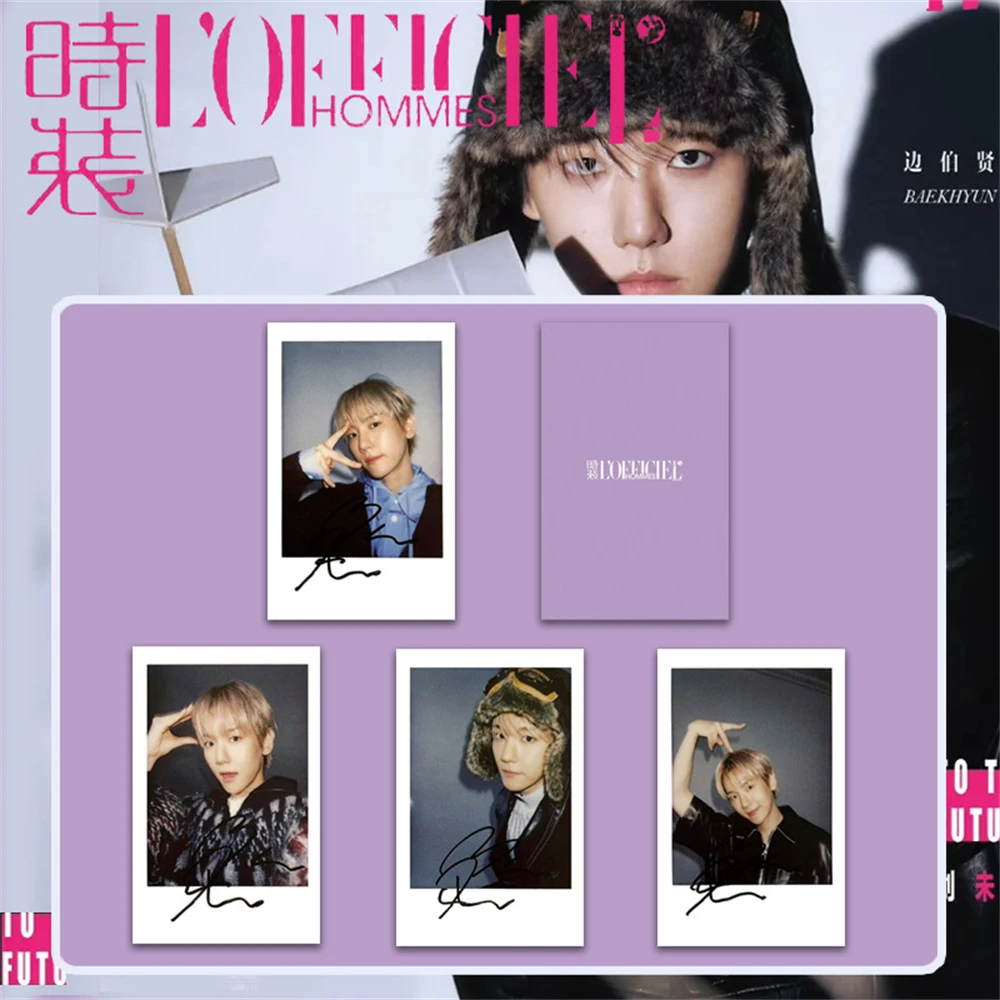 8 szt./zestaw KPOP BAEK HYUN Zdjęcia z magazynów, pocztówki, dwustronne fotokarty z selfie BAEKHYUN, kolekcja dla fanów, karty LOMO, prezent urodzinowy